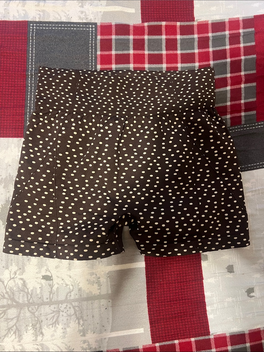 High-Waist Brown Polka Dot Women's Shorts